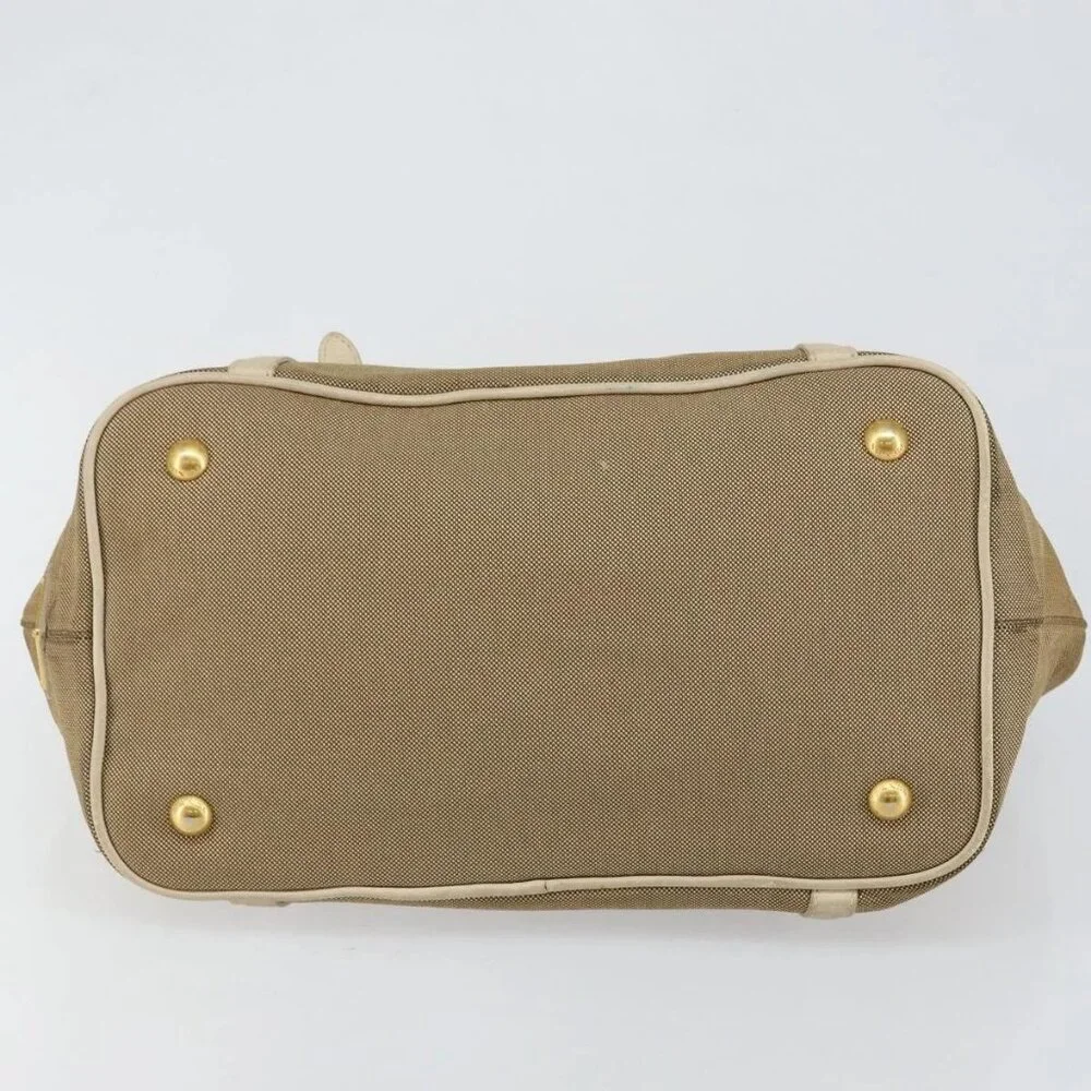 PRADA Hand Bag Canvas Beige Gold Auth - Picture 5 of 15